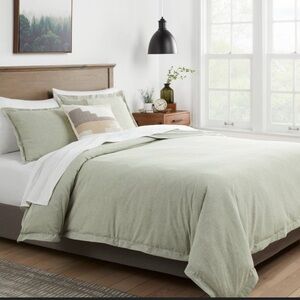 Threshold Cotton-Linen Chambray King Duvet Cover Set – Moss Green – NWOT